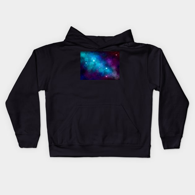 Cyan Galaxy Kids Hoodie by NsCrafting